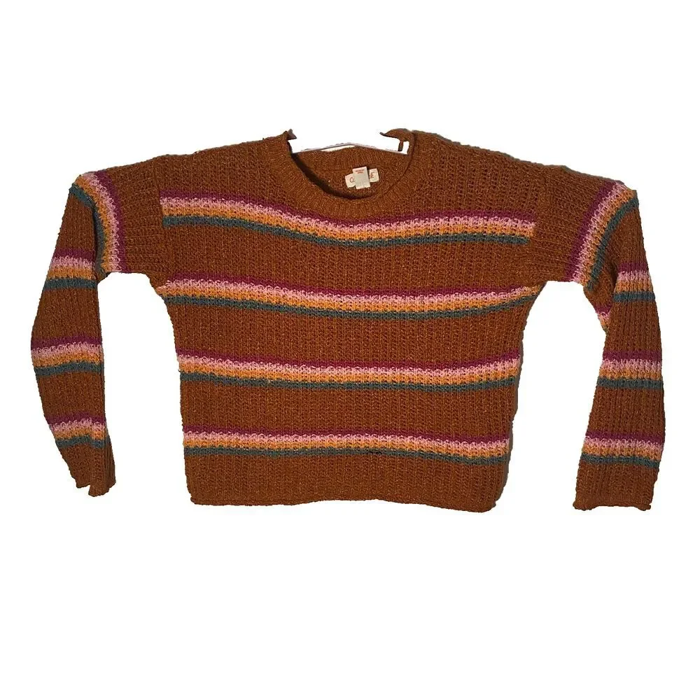 Cat & Jack Pullover Sweater Girl Size L 10/12 Orange Polyester Blend Long Sleeve